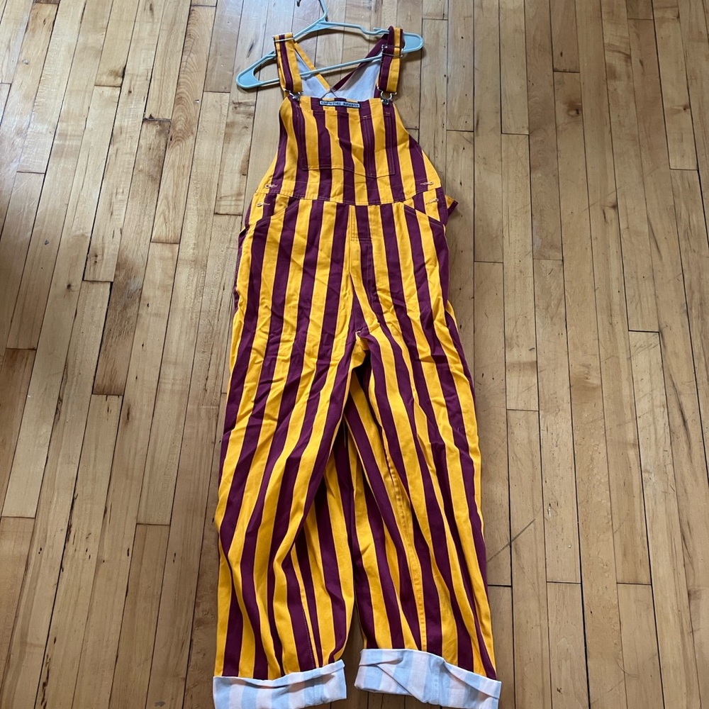 University of Minnesota “Gopheralls” Striped Maroon and Gold Overalls - Size S